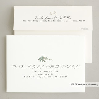 This is a balsam holiday photo cards with standard by Susan Moyal called holiday botanical printing on recycled smooth signature in standard