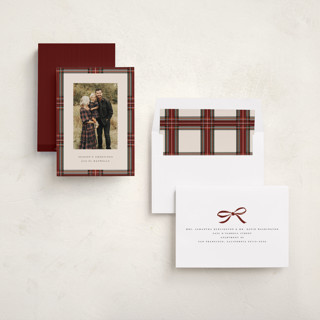 This is a antique holiday photo cards with standard by Olivia Kanaley Inman called highland holiday printing on recycled smooth signature in standard