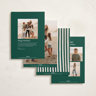 This is a pine needle holiday photo cards with standard by Teju Reval called vintage stripes printing on recycled smooth signature in standard