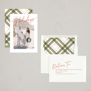 This is a holly berry holiday photo cards with standard by Brooke Chandler called holiday signiture printing on recycled smooth signature in standard