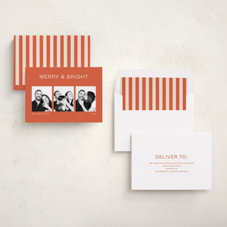 This is a terracotta holiday photo cards with standard by seulghi called bright trio printing on recycled smooth signature in standard