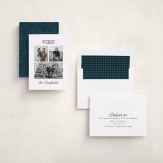 This is a icicle holiday photo cards with standard by Kamala Nahas called classic merry triple printing on recycled smooth signature in standard