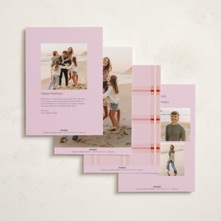 This is a strawberry holiday photo cards with standard by Inkblot Design called plaid squared printing on recycled smooth signature in standard