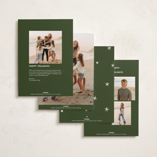 This is a pine holiday photo cards with standard by Annie Clark called off the grid printing on recycled smooth signature in standard