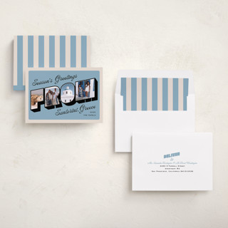 This is a sky holiday photo cards with standard by Claudia Orengo called vintage postcard printing on recycled smooth signature in standard