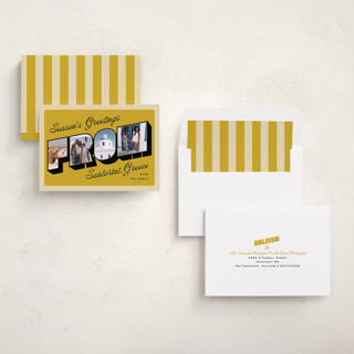 This is a honey holiday photo cards with standard by Claudia Orengo called vintage postcard printing on recycled smooth signature in standard