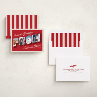 This is a berry holiday photo cards with standard by Claudia Orengo called vintage postcard printing on recycled smooth signature in standard