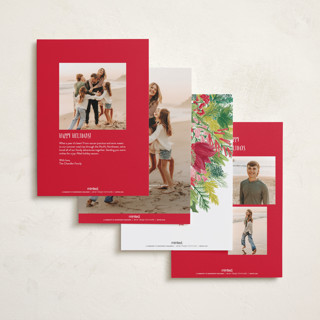 This is a strawberry punch holiday photo cards with standard by Shiny Penny Studio called tropical pines frame printing on recycled smooth signature in standard