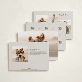 This is a champagne holiday photo cards with standard by Angel Walker called merriest botanicals printing on recycled smooth signature in standard