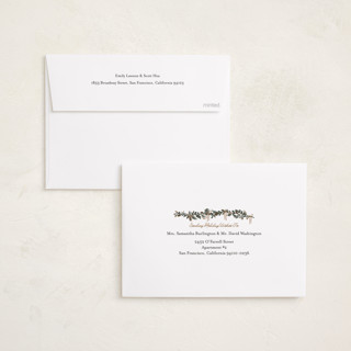 This is a champagne holiday photo cards with standard by Angel Walker called merriest botanicals printing on recycled smooth signature in standard