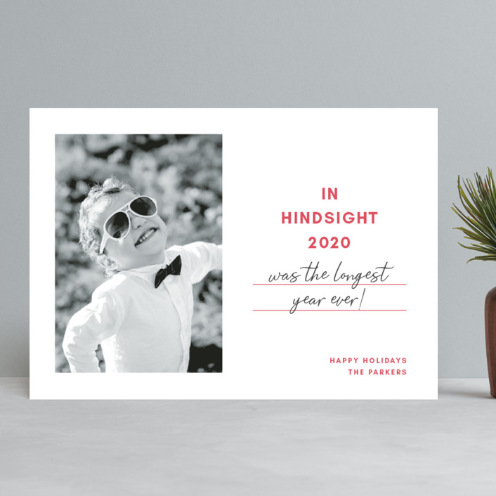 "Hindsight" - Funny Holiday Photo Cards in Cherry by Toast & Laurel.
