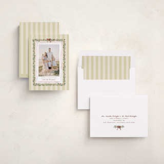 This is a pear holiday photo cards with standard by Everett Paper Goods called coastal garland printing on recycled smooth signature in standard