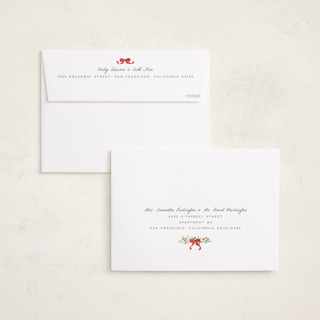 This is a winter mint holiday photo cards with standard by Everett Paper Goods called coastal garland printing on recycled smooth signature in standard