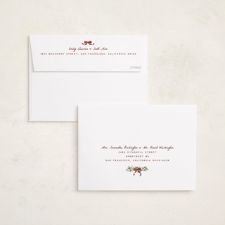 This is a pear holiday photo cards with standard by Everett Paper Goods called coastal garland printing on recycled smooth signature in standard