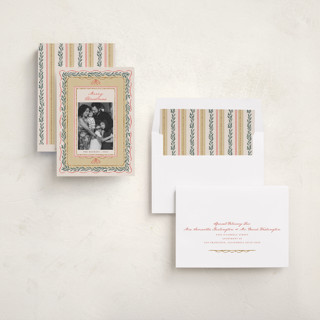 This is a citrus holiday photo cards with standard by Leia Matt called rustic romance printing on recycled smooth signature in standard
