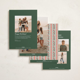 This is a caramel holiday photo cards with standard by Teju Reval called festive block print printing on recycled smooth signature in standard