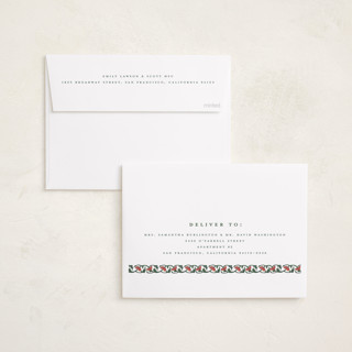This is a caramel holiday photo cards with standard by Teju Reval called festive block print printing on recycled smooth signature in standard