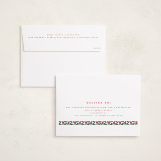 This is a peppermint holiday photo cards with standard by Teju Reval called festive block print printing on recycled smooth signature in standard