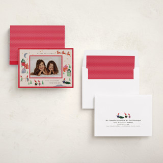 This is a santa holiday photo cards with standard by Julie Murray called north pole party printing on recycled smooth signature in standard