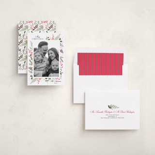 This is a candy cane holiday photo cards with standard by Susan Moyal called always merry printing on recycled smooth signature in standard