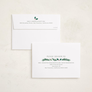This is a snow holiday photo cards with standard by Hooray Creative called a married christmas printing on recycled smooth signature in standard