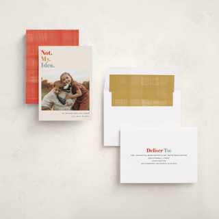 This is a maize holiday photo cards with standard by Penny Eversole called not my idea pet card printing on recycled smooth signature in standard