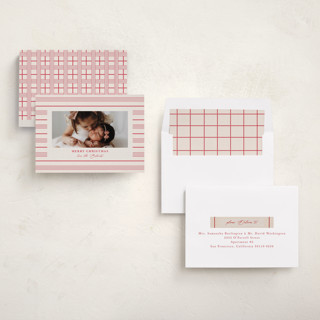 This is a berry holiday photo cards with standard by Kanika Mathur called classic weave printing on recycled smooth signature in standard