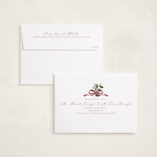 This is a mulberry holiday photo cards with standard by Everett Paper Goods called greenery swag printing on recycled smooth signature in standard