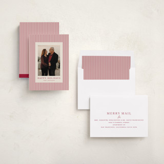 This is a cranberry holiday photo cards with standard by Kristie Kern called the prep printing on recycled smooth signature in standard