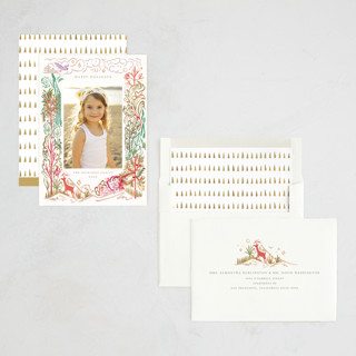 This is a sherbet holiday photo cards with standard by Morgan Ramberg called lush forest printing on recycled smooth signature in standard