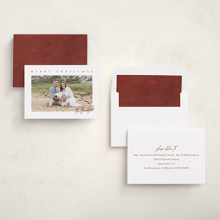 This is a wine holiday photo cards with standard by Ekko Studio called merry & minimal printing on recycled smooth signature in standard