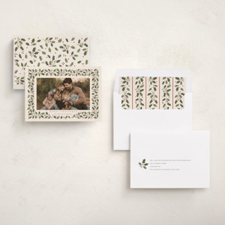 This is a eggnog holiday photo cards with standard by Diana Pinnell called winter garland printing on recycled smooth signature in standard