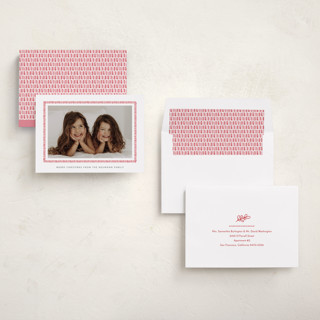 This is a candy cane holiday photo cards with standard by Sara Hicks Malone called biscuit printing on recycled smooth signature in standard
