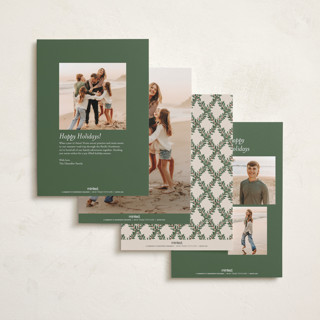 This is a eggnog holiday photo cards with standard by Leah Bisch called holly trellis printing on recycled smooth signature in standard