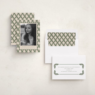 This is a eggnog holiday photo cards with standard by Leah Bisch called holly trellis printing on recycled smooth signature in standard