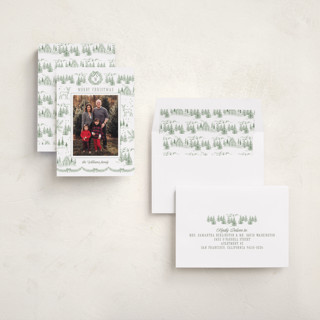 This is a forest holiday photo cards with standard by Petra Kern called winter mountain tale printing on recycled smooth signature in standard