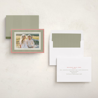 This is a festive holiday photo cards with standard by Carolyn Nicks called chickadee printing on recycled smooth signature in standard