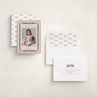 This is a blush holiday photo cards with standard by Itsy Belle Studio called sugarpine printing on recycled smooth signature in standard