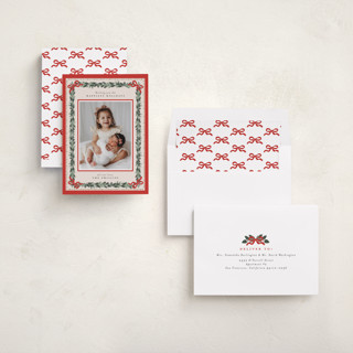 This is a cardinal holiday photo cards with standard by Itsy Belle Studio called sugarpine printing on recycled smooth signature in standard