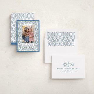 This is a frost holiday photo cards with standard by Paper Sun Studio called winter's lace printing on recycled smooth signature in standard