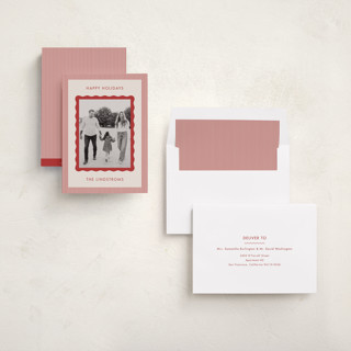 This is a eggnog holiday photo cards with standard by Kelly Schmidt called wavy edge printing on recycled smooth signature in standard