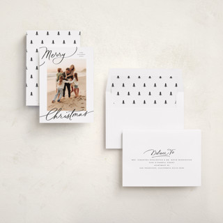This is a snow holiday photo cards with standard by Everett Paper Goods called evoke printing on recycled smooth signature in standard