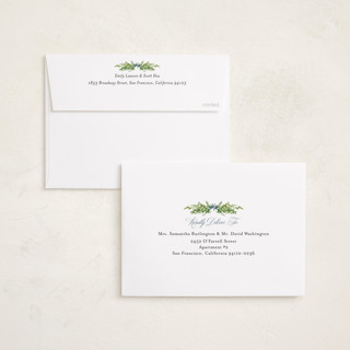 This is a blue spruce holiday photo cards with standard by Melinda Denison called berry garland printing on recycled smooth signature in standard