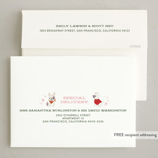 This is a blush holiday photo cards with standard by Itsy Belle Studio called dog days of christmas printing on recycled smooth signature in standard