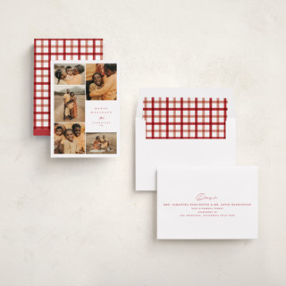 This is a candy cane holiday photo cards with standard by Carolyn Nicks called photo surround printing on recycled smooth signature in standard