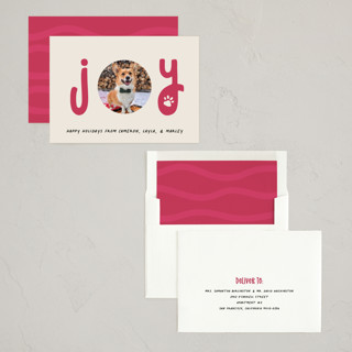 This is a gumdrop holiday photo cards with standard by Louise Kay called joyful pet printing on recycled smooth signature in standard
