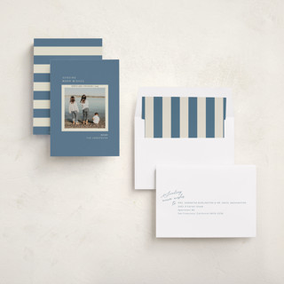 This is a french blue holiday photo cards with standard by Sarah Brown called vacation snapshot printing on recycled smooth signature in standard