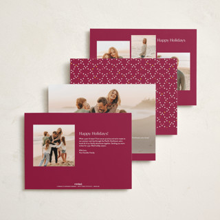 This is a cranberry holiday photo cards with standard by Kimberly Morgan called holiday photo grid printing on recycled smooth signature in standard