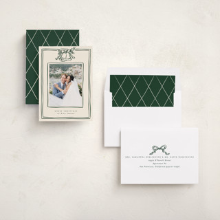 This is a evergreen holiday photo cards with standard by Ekko Studio called christmas coquette printing on recycled smooth signature in standard