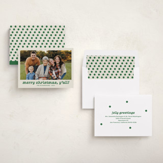 This is a cactus holiday photo cards with standard by Megan Davis called pecos printing on recycled smooth signature in standard